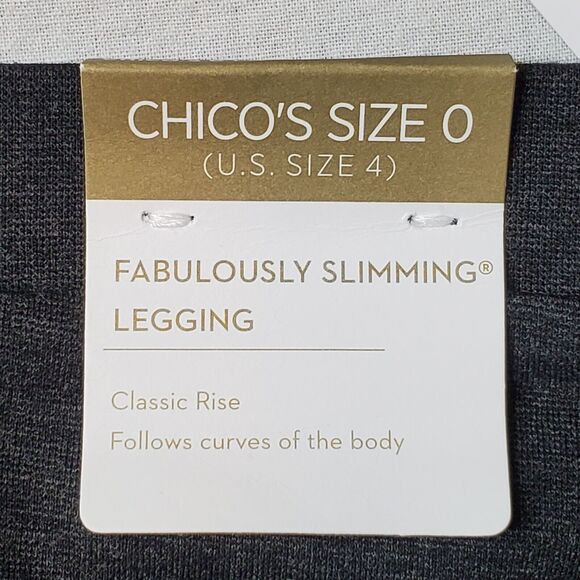 Chicos Womens Size 4 NWT Fabulously Slimming Ankle Length Leggings Gray - Picture 5 of 10